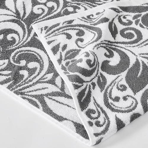 Modern Threads Trefoil Filigree 6-Piece 100% Cotton Towel Set – Reversible Yarn Dyed Jacquard – Includes 2 Bath Towels, 2 Hand Towels, 2 Washcloths – Absorbent, Quick Dry, Soft & Durable – Dark Gray | 6-Piece, Reversible, Yarn Dyed, Jacquard, Hand Towels, Washcloths, 100% Combed Cotton thumbnail 3