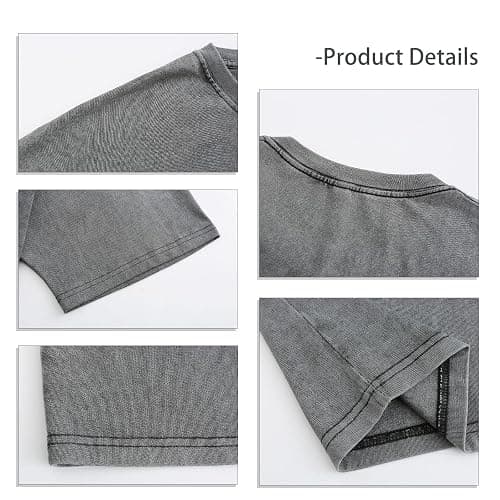 KEEPSHOWING Mens Oversized T Shirts Acid Wash Loose Fit Vintage Washed Tee Shirt Short Sleeve Streetwear Casual T-Shirts thumbnail 8