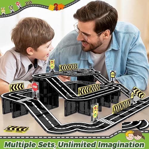 Goodtiles Magnetic Tiles Road Expansion Set, STEM Magnetic Building Blocks for Kids Ages 3-5 4-8 5-7, Preschool Learning Sensory Kids Toys for Toddler Birthday thumbnail 2