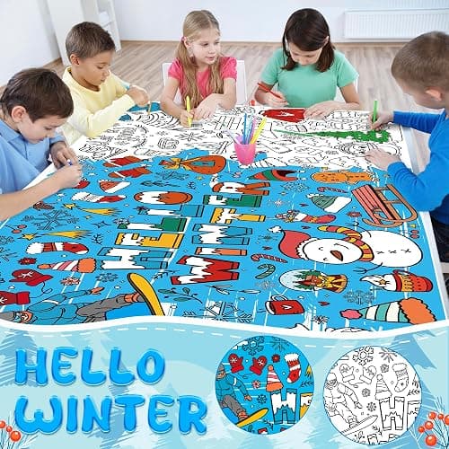 OHOME Winter Giant Coloring Poster/Tablecloth-Winter Decorations - 30 x 72 Inches Jumbo Coloring Banner Kids Crafts Gifts Activities Decor Party Decorations thumbnail 4