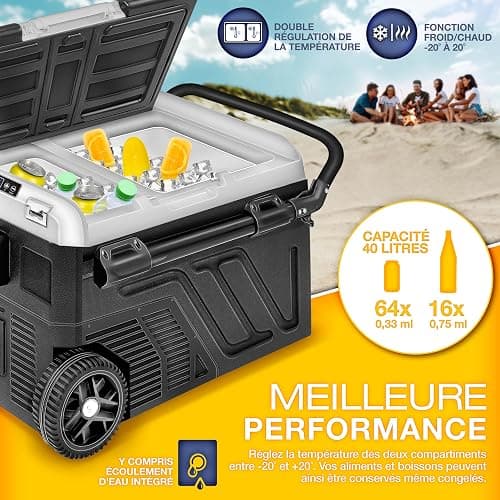 tillvex® Glacière à Compresseur | Congélateur Electrique avec Contrôle WiFi-APP, Port USB, 12/24 V 230V | Réfrigérateur jusqu'à -20 °C pour Voiture, Camion, Bateau, Camping-Car, Camping (Gris, 40 L) thumbnail 5