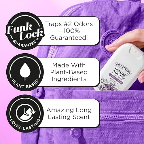Poo-Pourri Before-You-Go Pocket Toilet Spray, Travel Essentials, Lavender Vanilla, 1 Fl Oz, Up to 50 Uses, On-The-Go Bathroom Odor Deodorizer with Essential Oils, TSA Approved Size thumbnail 3