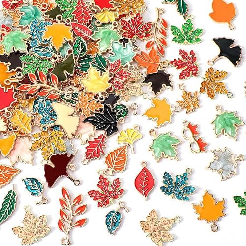 MARFOREVER Maple Leaf Charm, 120Pcs Fall Leaf Charms for Jewelry Making, Thanksgiving Day Charms Autumn Enamel Pendant for DIY Bracelet Necklace Earrings Crafts Gifts for Women Girls - Image 1