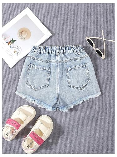 GORGLITTER Girl's Jean Shorts Cute Summer Trendy Fashion Ripped Denim Shorts High Waist Straight Leg Clothes Jorts thumbnail 2