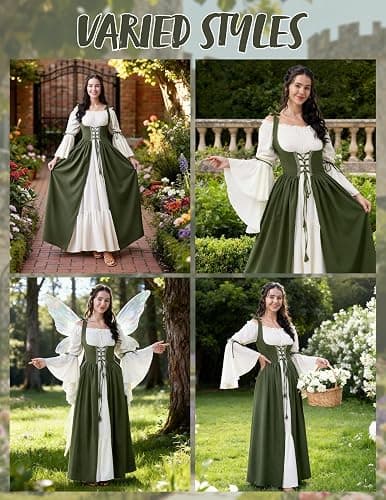 Spooktacular Creations Halloween Renaissance Costume Women, Renaissance Corset Dress, Plus Size Medieval Chemise for Cosplay thumbnail 4