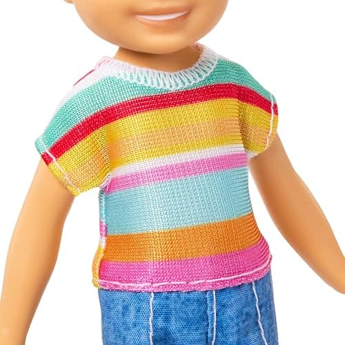 Barbie Club Chelsea Koji 6-Inch Boy Small Doll with Brunette Hair Wearing Removable Striped Shirt, Shorts & Shoes thumbnail 2