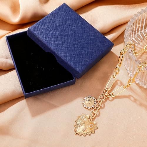 Sun Heart Charm Choker Necklace for Women Men,Golden Plated With Zircons Inlaid Pendants,Thick Chunky Paperclip Chain Hip Hop Necklace Unisex Jewelry,Cuban Link Chain for Women Trendy（Heart） thumbnail 5