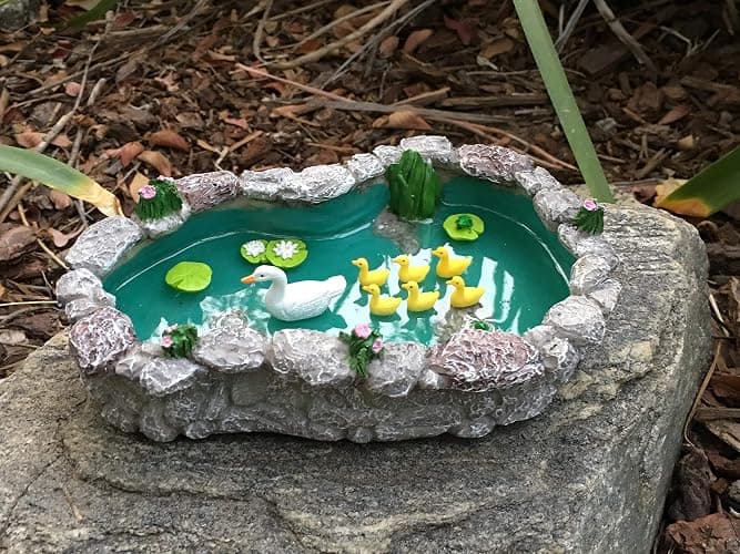 GlitZGlam Duck Pond -Mother and Ducklings! A Miniature Duck Pond for a Miniature Fairy Garden and Miniature Garden Accessories thumbnail 2