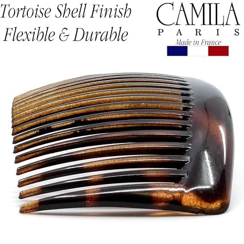 Camila Paris AD66/2 French Side Comb Large Curved Tortoiseshell Hair Combs for Women Fine Hair, 4 Inch Strong Hold Comb for Women Bun Chignon Up-Do Styling Girls Hairstyle Accessories, Made in France thumbnail 6