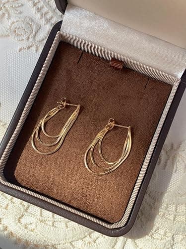 YESLADY Tassel Earrings for Women Gold Plated Silver Chain Earrings Dainty Minimalist Dangle Drop Studs thumbnail 7