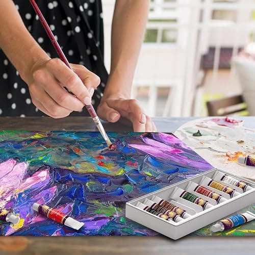 MyArtscape Oil Paint Set - 12 x 12ml Tubes - Lightfast - Heavy Body - Oil-based Vibrant Colors - High Pigment Load - Non-fading - Artist Quality Painting Supplies - Professional Craft Paints thumbnail 6