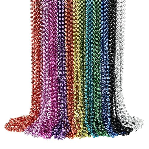 YAXINRUI 72 PCS Mardi Gras Beads Necklaces, 33 Inch 12 Colors Party Bead Necklace for Mardi Gras, Christmas, St. Patrick's Day, Throw Beaded Party Favors in 12 Shiny Metallic Colors - Image 1