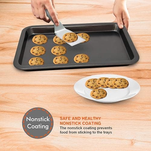PERLLI Non-Stick 6-Piece Bakeware Set – Carbon Steel with Even Heat Distribution, Oven Safe to 446°F, BPA-Free, Dishwasher Safe, Stackable Baking Tools for Easy Storage and Everyday Cooking - Gray thumbnail 6