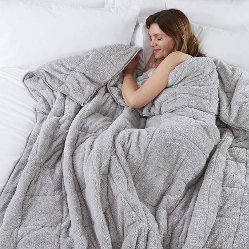 TEDDY FLEECE Weighted Blanket for Adults Soft Sherpa Throw Sleep Therapy Autism Sensory Anxiety Stress Relief Insomnia Sleeping Aid (Silver Grey, Double Size - 125cm x 180cm - 6kg (13lb)) - Image 1