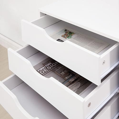 Naomi Home 7 Drawer Office Storage File Cabinet, Under Desk Storage File Cabinets for Home Office, Office Organization Filing Cabinet with Wheels, Printer Stand with Storage, 180 lbs Capacity – White - White - 7 Drawer thumbnail 7