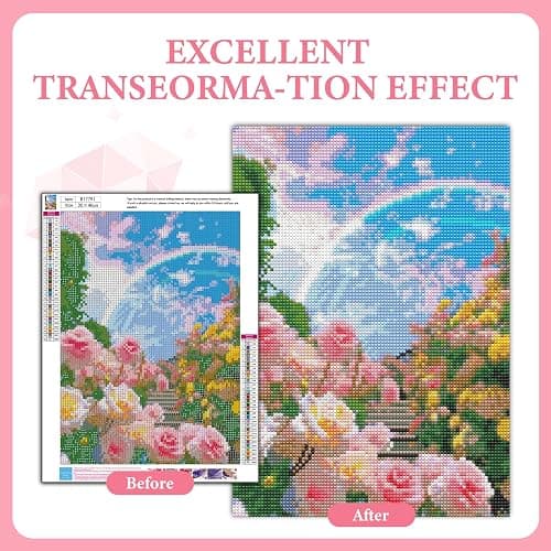 GEEHEIY Flowers Diamond Art Kits for Adults, 5D Spring Diamond Painting Kits for Beginner, DIY Full Drill Round Gem Art for Home Wall Decor 12 x16 Inch thumbnail 7