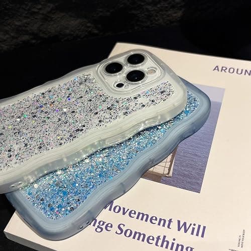 ZTOFERA for iPhone 12 Pro Max Case 6.7", Cute Curly Wavy Design with Glitter Sequins,Luxury Aesthetic Bling Sparkly Shockproof Protective Phone Case for iPhone 12 Pro Max-Glitter Purple thumbnail 2