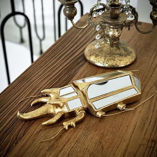 Xinleitan Decorative Bug and Dragonfly Mirrors - Gold Resin and Glass Wall Decor, Perfect for Victorian and European Themed Homes thumbnail 4