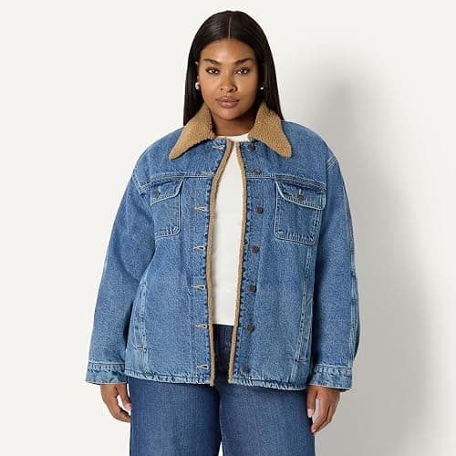 Amazon Essentials (Demi's Pick) Women's Oversized-Fit Faux-Shearling Lined Denim Jacket thumbnail 6
