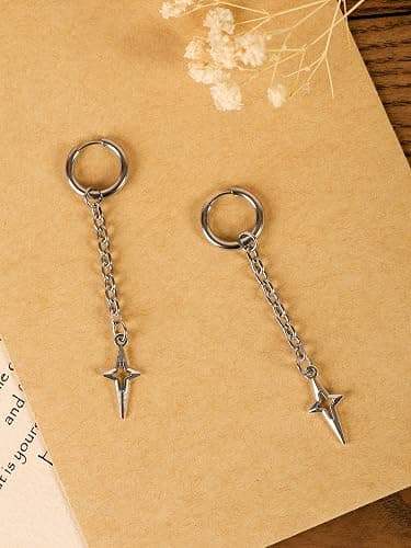 Sacina Gothic Punk Spike Star Hoop Earrings, Goth Emo Grunge Y2k Earrings, Goth Jewelry, Christmas Jewelry Gift For Women thumbnail 5