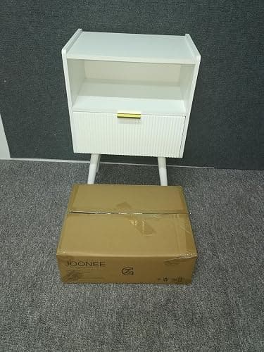 JOONEE White Nightstand,Modern Bedside Table with Storage Drawer and Open Wood Shelf, for Living Room, Bedroom and Small Spaces, Accent Night Stand with Solid Wood Legs, Easy Assembly,Classic White thumbnail 7