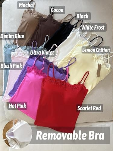 Starrylion Padded Lace Cami Top Double Lined Sexy Tank Top Spaghetti Strap Club Party Shirt thumbnail 4
