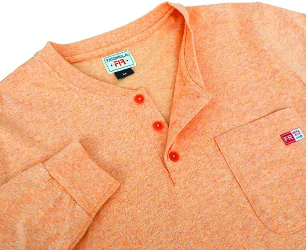 TICOMELA FR Shirts for Men Heather Series 6oz Flame Resistant T Shirt NFPA2112 CAT2 Fire Retardant Henley Shirts - XX-Large - Heather Orange thumbnail 5