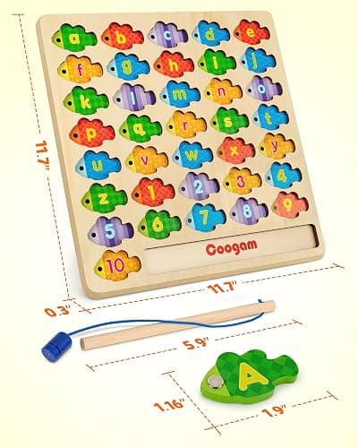 Coogam Magnetic Alphabet Numbers Fishing Game, Wooden ABC Letter Numbers Color Matching Puzzle Fine Motor Montessori Educational Toy for Preschool 3 4 5 Year Old Toddlers thumbnail 7