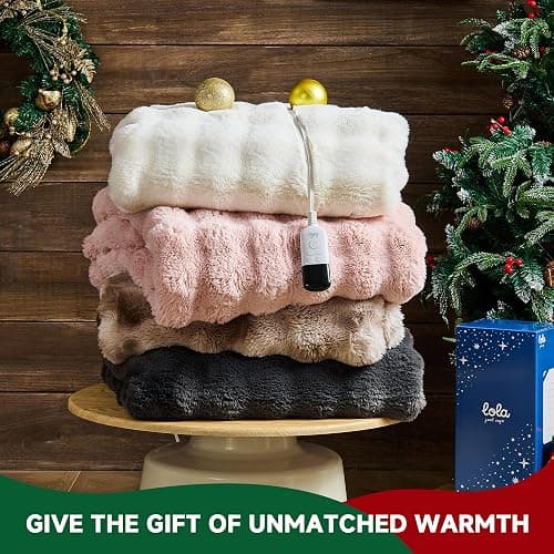 SMRISS Faux Rabbit Fur Bubble Heated Throw Blanket,Darkgrey,50"x62" | Certified by ETL/UL,FCC,OEKO-TEX,12 Heat Levels,5 Time Settings(Up to 8H) Auto-Off,Overheat Protection,Machine Washable thumbnail 8