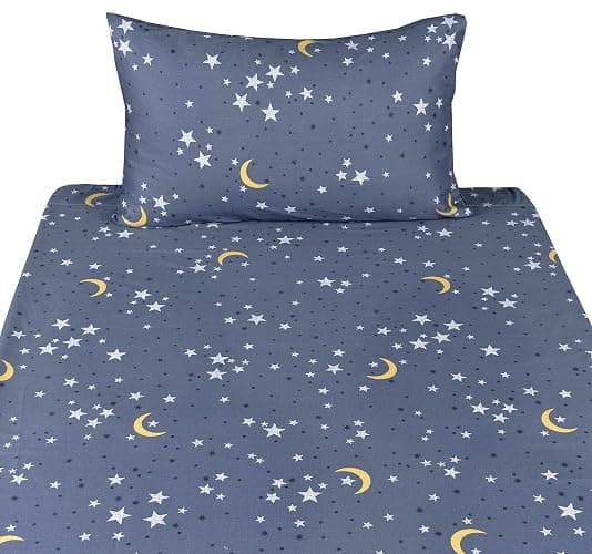 Scientific Sleep Moon & Stars Boys Girls 100% Cotton 3 Pcs Twin Bed Sheet Set Kids Toddler Teen, Flat Sheet & Fitted Sheet & Pillowcase Kids Bedding Set thumbnail 3