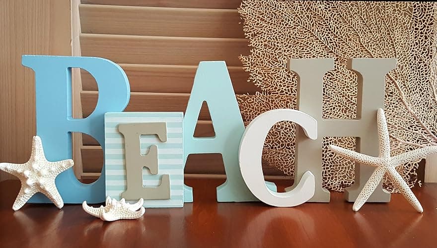 Wooden Beach Word Sign with Trio of Loose Starfish - Tropical Beach Home Decor thumbnail 6