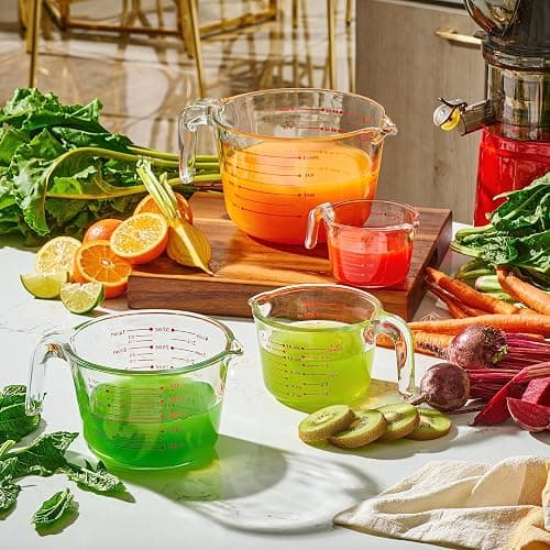 Le'raze Set of 3 Glass Measuring Cups with Measuring Spoons & Whisk - Kitchen Mixing Bowl Liquid Measure Cup, Glass Bakeware. 1 cup, 2 cup, 4 cup., Multi Size, Clear thumbnail 5