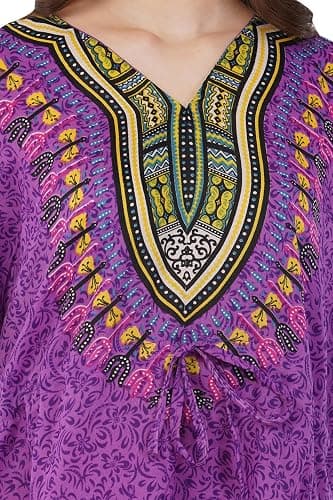 Divine threads Women African Print Kimono Cover Up V Neck Batwing Sleeve Plus Size Beach Kaftan Dresses thumbnail 5