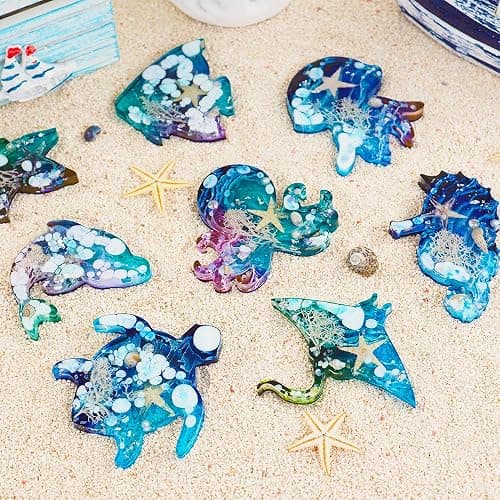 Pulcher Resin Molds, 16 Marine Terrestrial Amphibious Animals Keychain Making Silicone Mold for Epoxy Resin Casting Craft DIY Pendants Ornaments Decoration Gift thumbnail 2