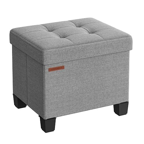 SONGMICS Storage Ottoman, Small Ottoman Foot Rest with Legs, 12.6 x 15.7 x 13.2 Inches Foot Stool, Load up to 660 lb, for Living Room, Bedroom, Dorm, Dove Gray ULSF012G02 - Image 1