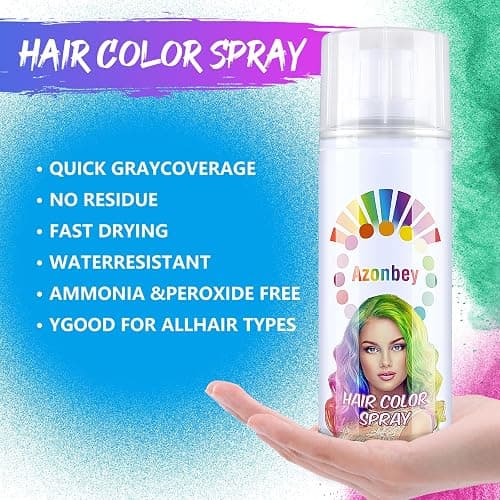 Blue Hair Spray,Temporary Hair Color Spray for Women Kids Men,Washable Hairspray,Colored Hair Spray,Color Hairspray for Halloween,Party,Cosplay,Christmas Day (01#Blue) thumbnail 2