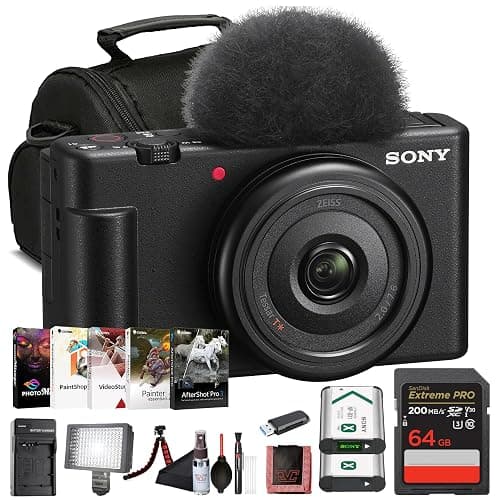 Sony ZV-1F Vlogging Camera (Black) 20.1 MP 1” Sensor | Ultra-Wide 20mm Lens |4K Video | Compact Creator Kit with Case, 64GB Card, NP-BX1 Battery, Card Reader, Photo Software, HDMI Cable and More - Image 1