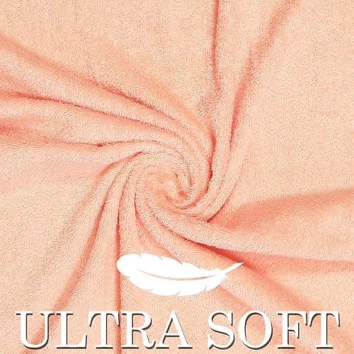 CRAFTBERRY Bath Towels Set-100% Cotton-2 Towels, 2 Hand & Washcloths-Large, Quick Dry, Absorbent, Soft Plush-Home, Gym, Spa, Hotel, Pool, Shower -6 Piece Luxury Bathroom - Peach thumbnail 4