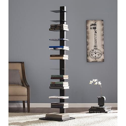 SEI Furniture 12 shelf Metal Spine Book Tower, Black thumbnail 2