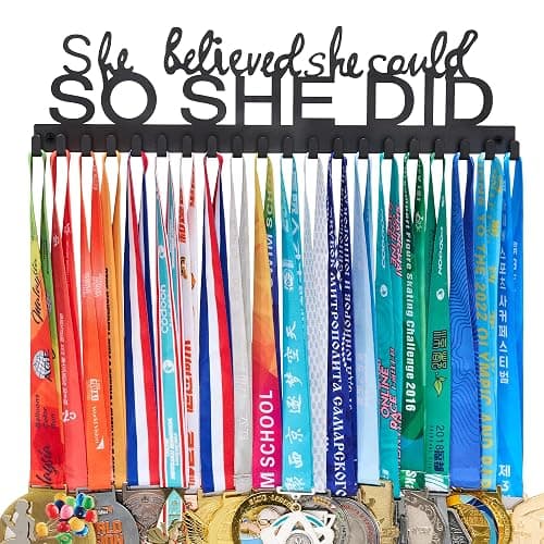 Medal Hanger Display - Wall Mount Steel Rack with 20 Hooks Holds 60+ Medals - Image 1