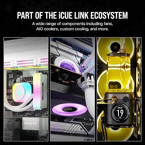 Corsair iCUE LINK QX120 RGB 120mm Magnetic Dome RGB Fans - Triple Fan Starter Kit with iCUE LINK System Hub - White thumbnail 7