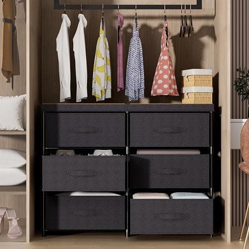 GcdPai Dresser with 6 Fabric Drawer Stand Desktop Sturdy Metal Plastic Support Tube Cube Storage Cabinet for Bedroom Organization Dorm Front Hall Entryway thumbnail 4