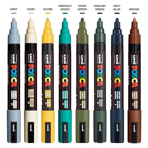 uni POSCA PC-5M Water-Based Paint Markers, Reversible Medium Tip (1.8-2.5mm), Earthtone Ink Colors, 8 Pack thumbnail 3