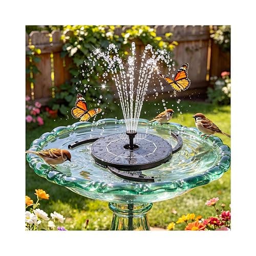 AISITIN Solar Fountain for Bird Bath, DIY Separated Design Solar Fountain Pump with 6 Nozzles & Ground Stakes & 3 Anti-Drift Fixing Bracket, Solar Bird Bath Fountain for Garden Fish Tank Small Pond - Image 1