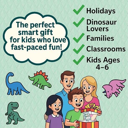 Niche Nation Games Dino Dash Dinosaur Card Game for Ages 4-6 - Quick-Counting Dino-Slapping Game Fast, Fun, and Frenetic - Smart Card Game for Kids 4-6 & 2-4 Players - Dinosaur Gifts thumbnail 3