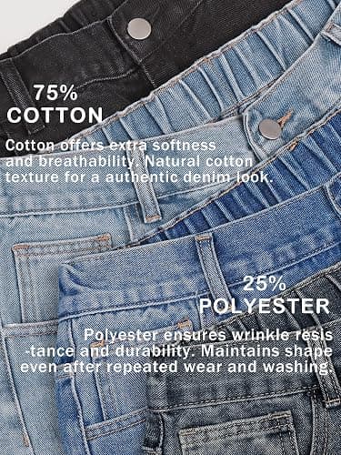 Comdecevis Men's Baggy Jean Shorts Loose Fit Streetwear Jorts | 75% Cotton, 25% Polyester, Vintage Wash Denim, Breathable and Comfortble, Daily Casual and Outdoor thumbnail 5
