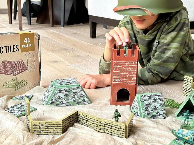 Military Battlefield Base Magnetic Tiles Building Blocks - Army War Themed Playset for Imaginative Military Building and Learning - STEM Education Toy WW1 WW2 - Great Birthday Gift for Boys thumbnail 2