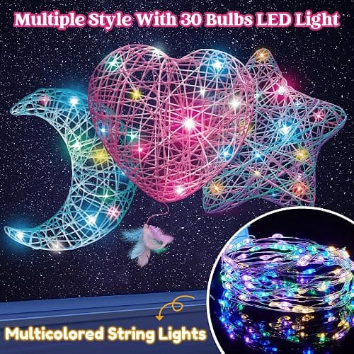 Klever Kits 3D String Art Kit for Kids, Light Up String Light Toy with 30 Multi-Colored LED Bulbs, Arts and Crafts Set, Birthday Gifts for Girls and Boys Ages 8+ thumbnail 4