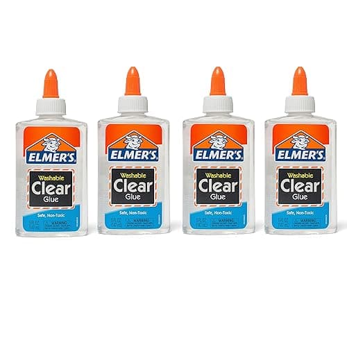 Elmer's Liquid School Glue, Clear, Washable, 5 Ounces, 4 Count - Great for Making Slime