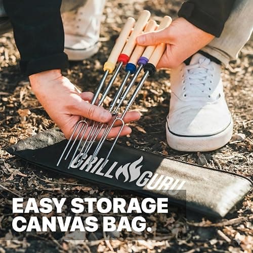 Grill Guru Smores Sticks for Fire Pit - Accessories for Campfire Marshmallow Roasting Sticks Smores Kit Outdoor-Smore Skewers Hot Dog Fork For Outside, Camping Essentials Bonfire Gear Long 32" 10 Pack thumbnail 6
